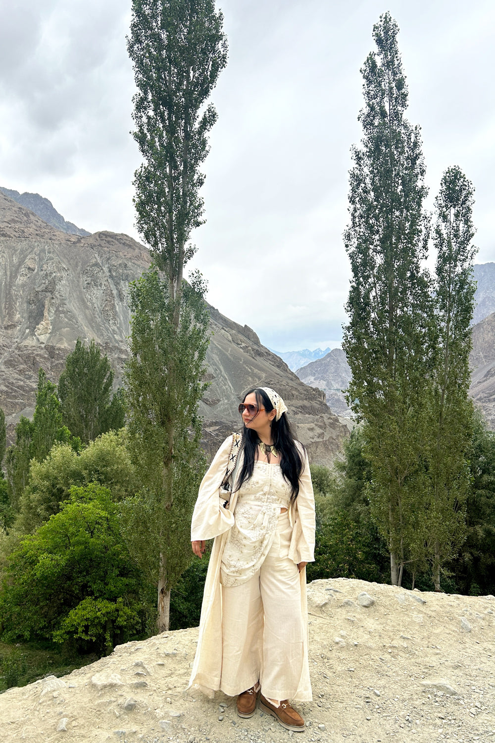 White Corset Draped Top with Flared Pants & Cape Set