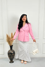 Pink Blazer and Polka Dot Skirt Set