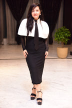 Black Bodycon Dress with Detachable Cape