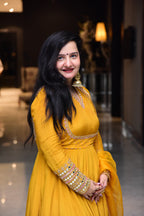 Mustard Hand Embroidered Anarkali Set