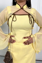Butter Yellow Detachable Cape Kurta Set