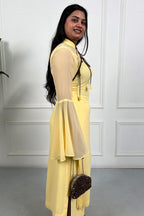 Butter Yellow Detachable Cape Kurta Set