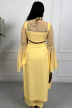 Butter Yellow Detachable Cape Kurta Set