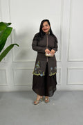 Brown Floral Embroidered Kurta Set