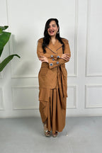 Brown Evil eye Embroidered Co-ordinate Set