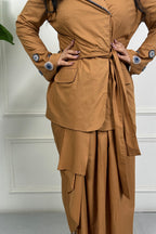 Brown Evil eye Embroidered Co-ordinate Set