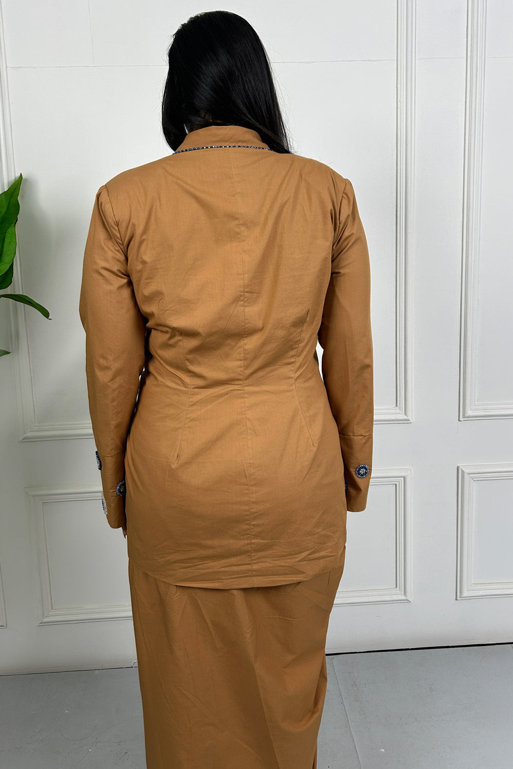 Brown Evil eye Embroidered Co-ordinate Set