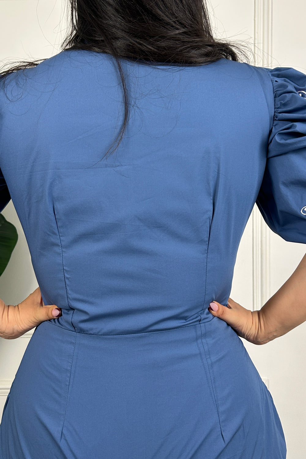 Blue Embroidered Draped Skirt set