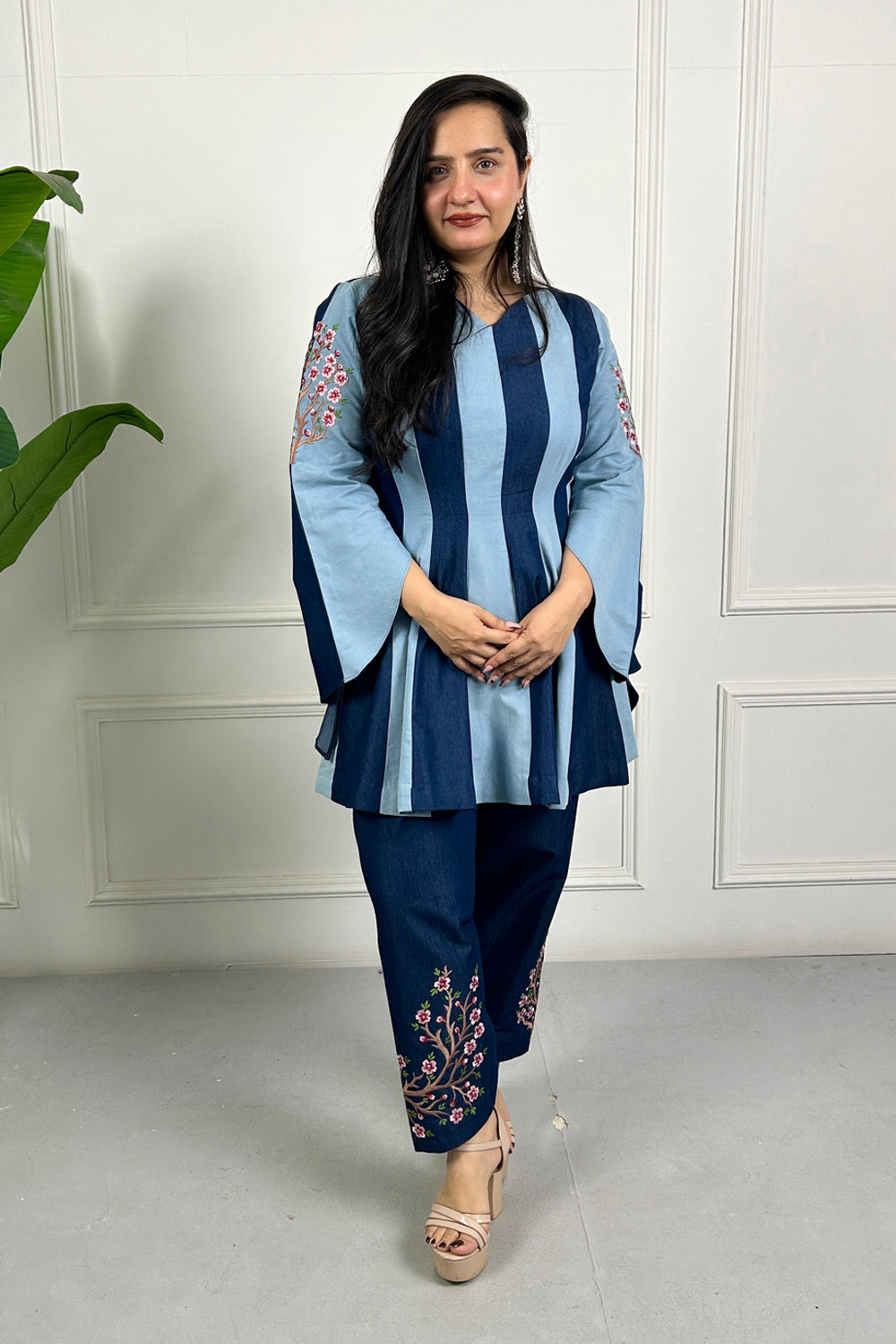 Dual Tone Embroidered Farsi Salwar Kurta Set
