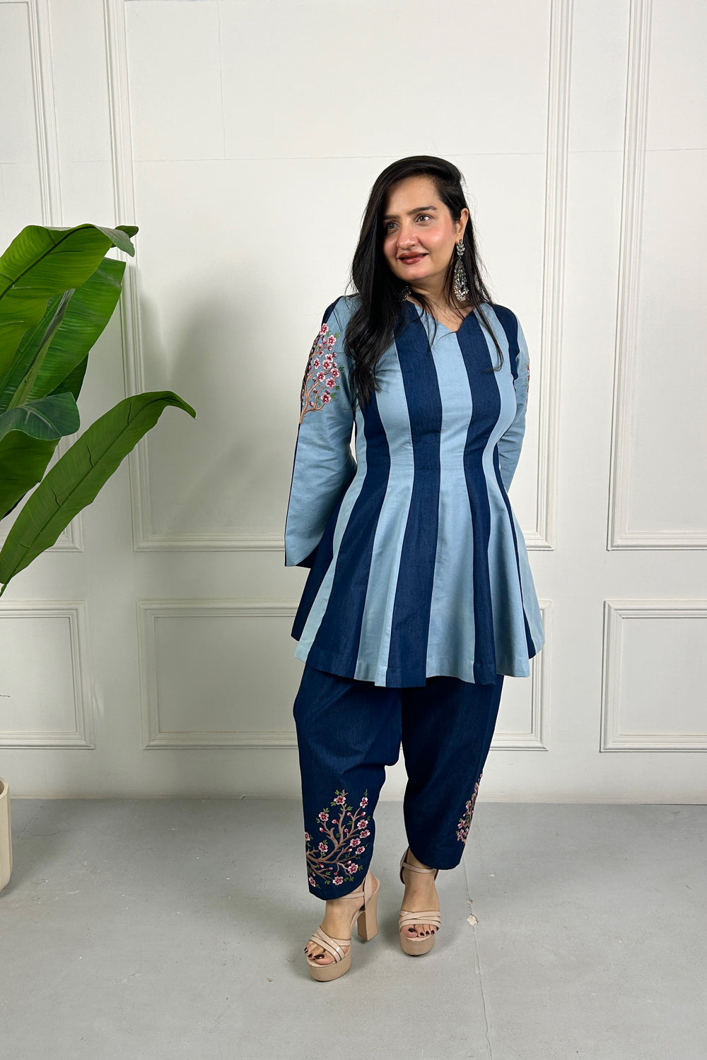 Dual Tone Embroidered Farsi Salwar Kurta Set