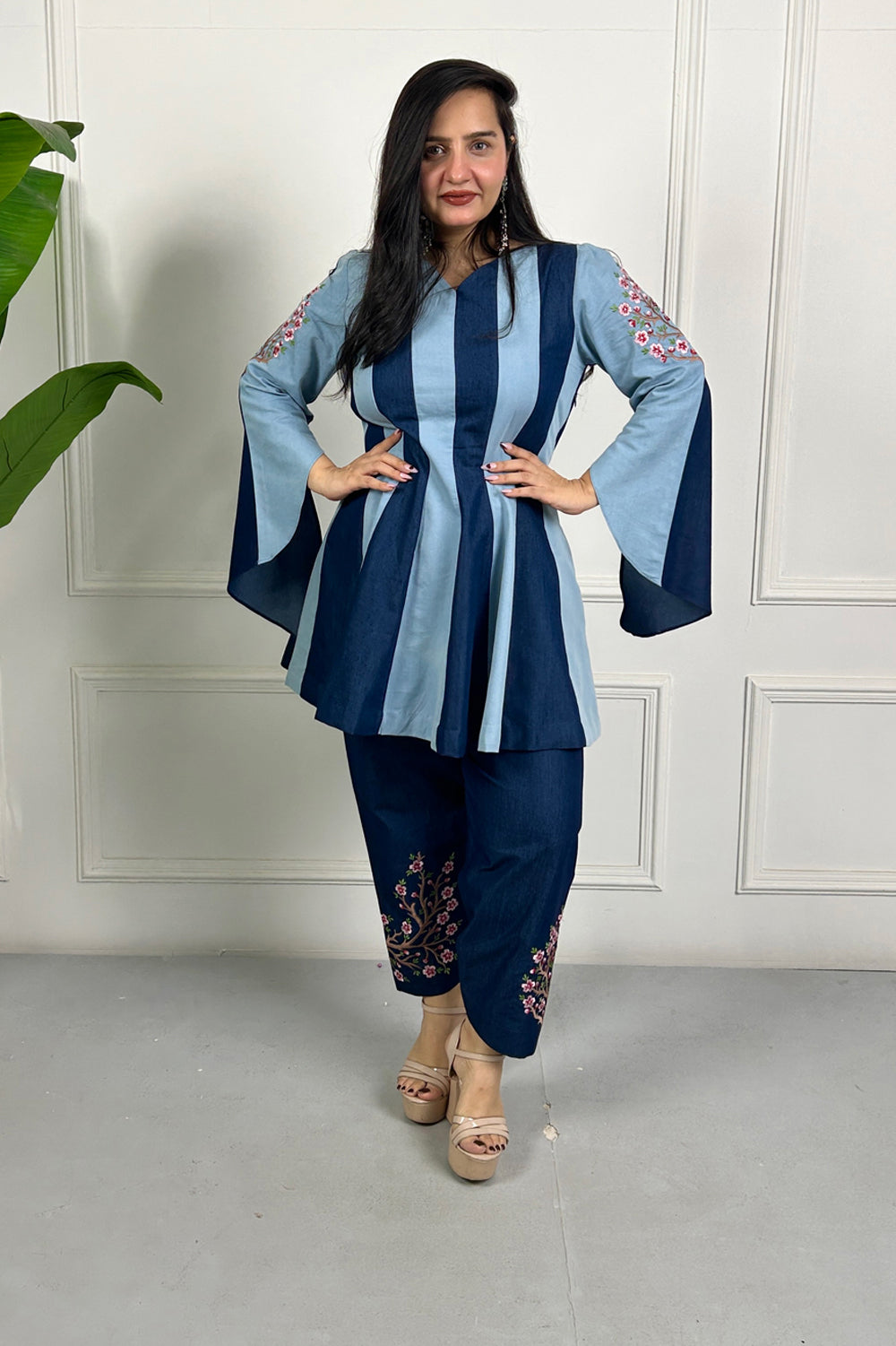 Dual Tone Embroidered Farsi Salwar Kurta Set