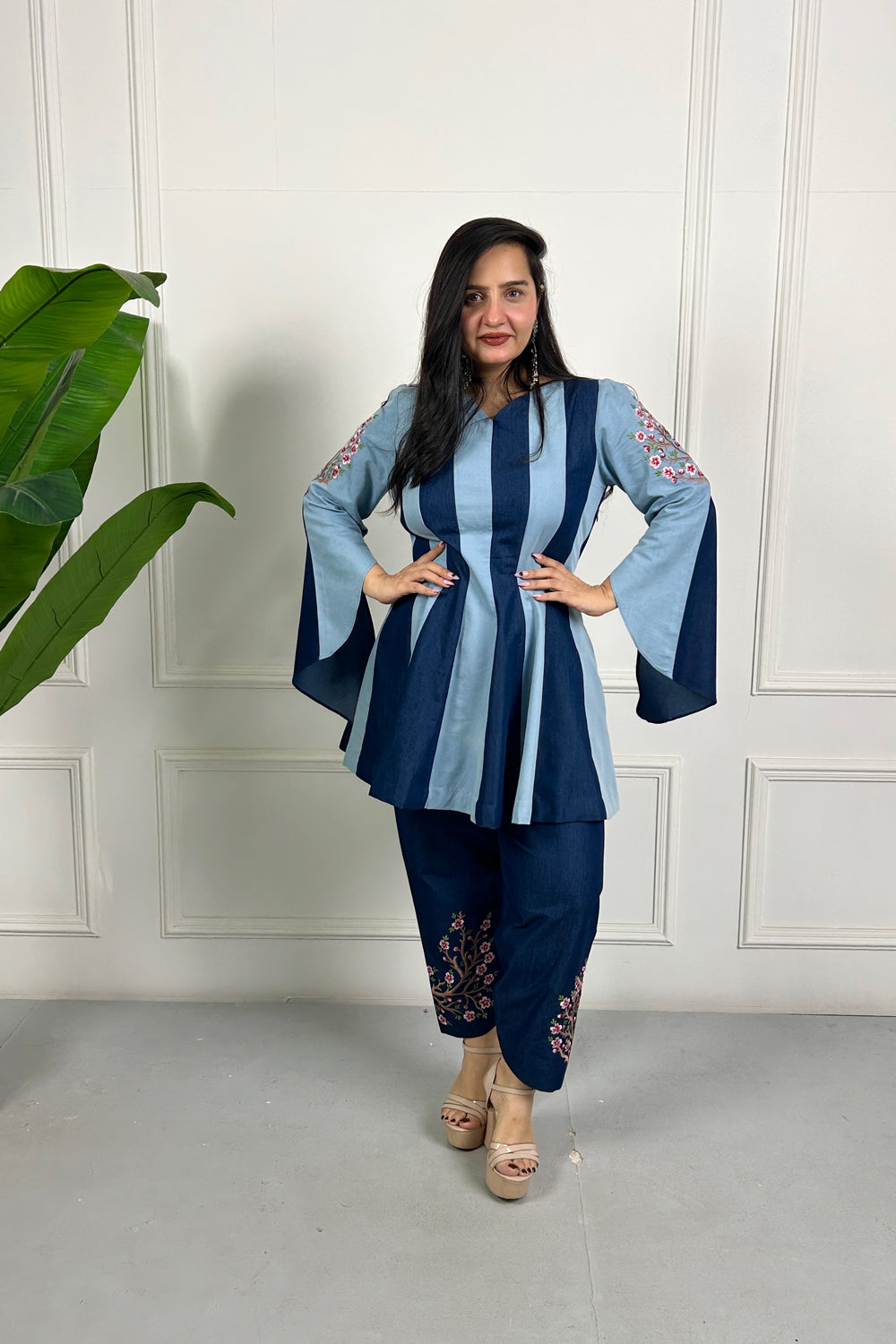 Dual Tone Embroidered Farsi Salwar Kurta Set