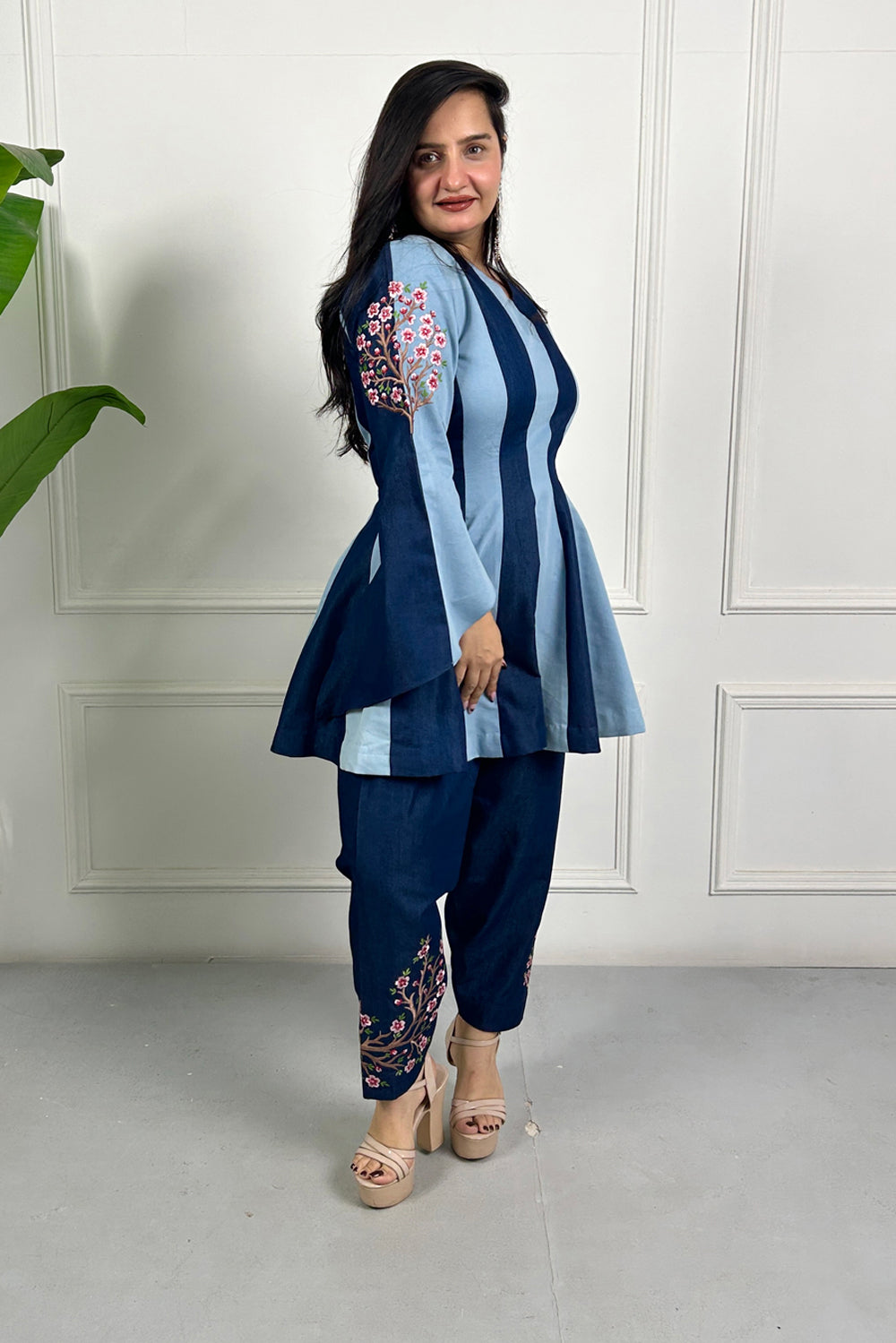 Dual Tone Embroidered Farsi Salwar Kurta Set