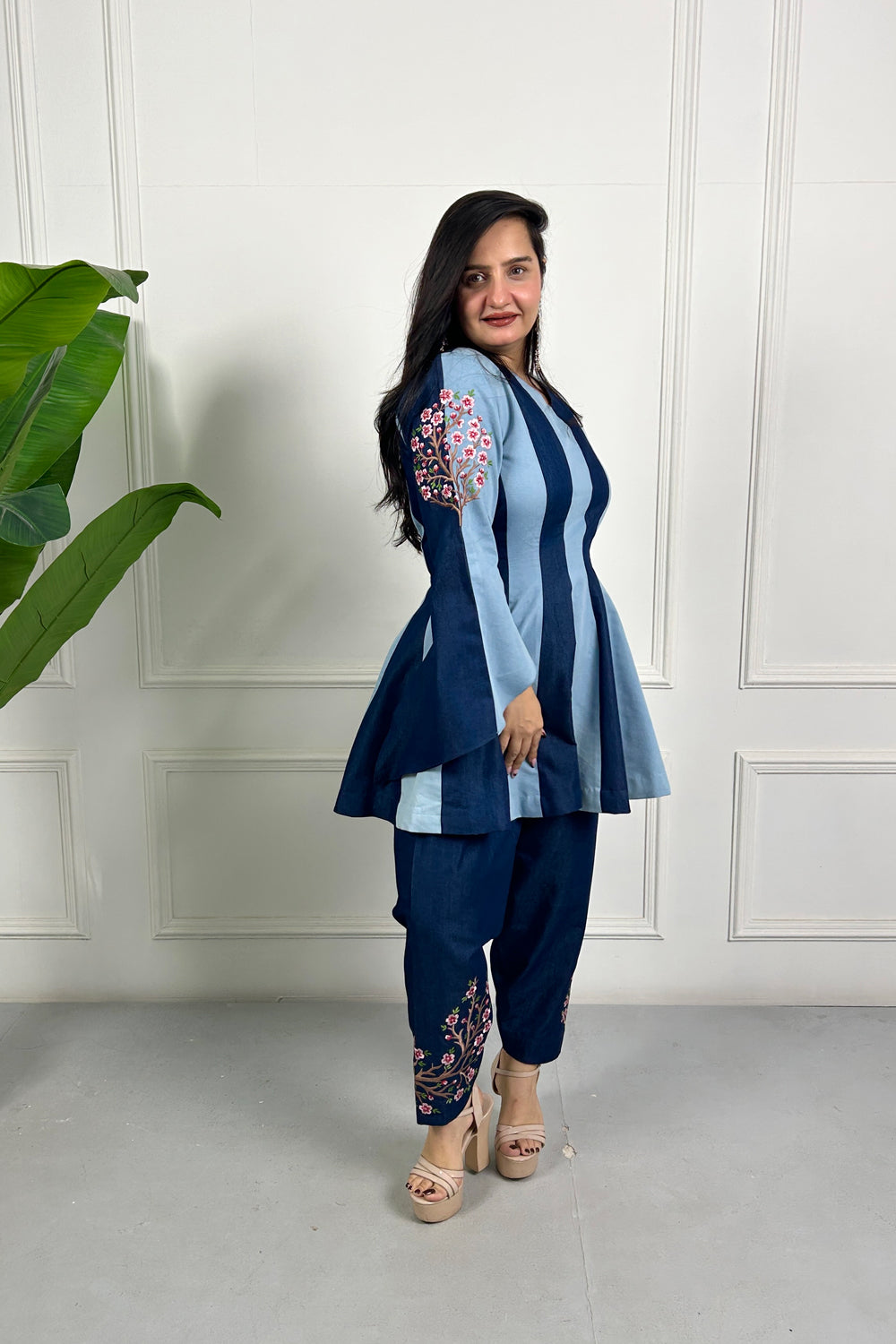 Dual Tone Embroidered Farsi Salwar Kurta Set