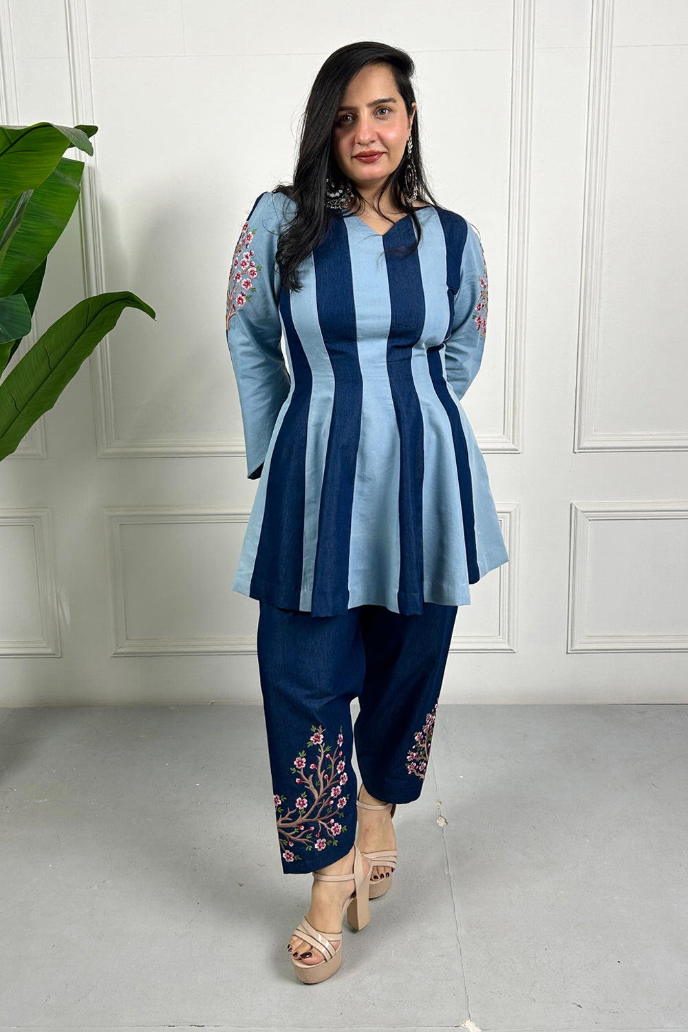 Dual Tone Embroidered Farsi Salwar Kurta Set