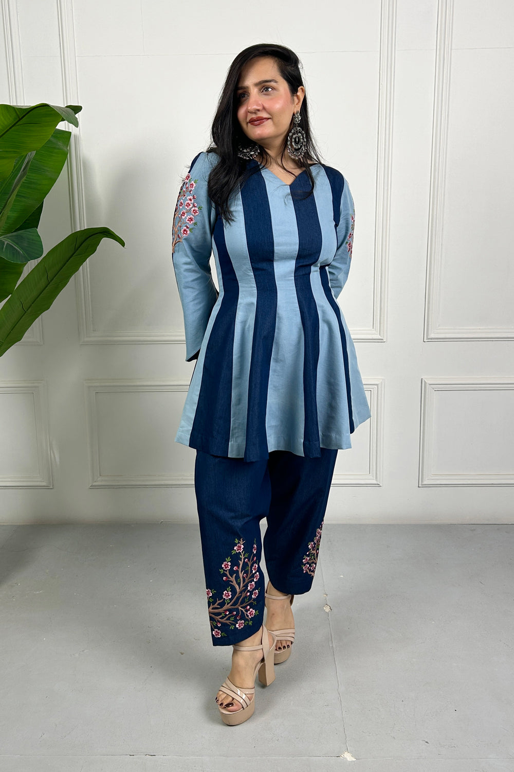 Dual Tone Embroidered Farsi Salwar Kurta Set