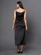 Black Satin Shoulder Strap dress