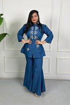 Blue Denim Hand Embroidered Coordinate Set
