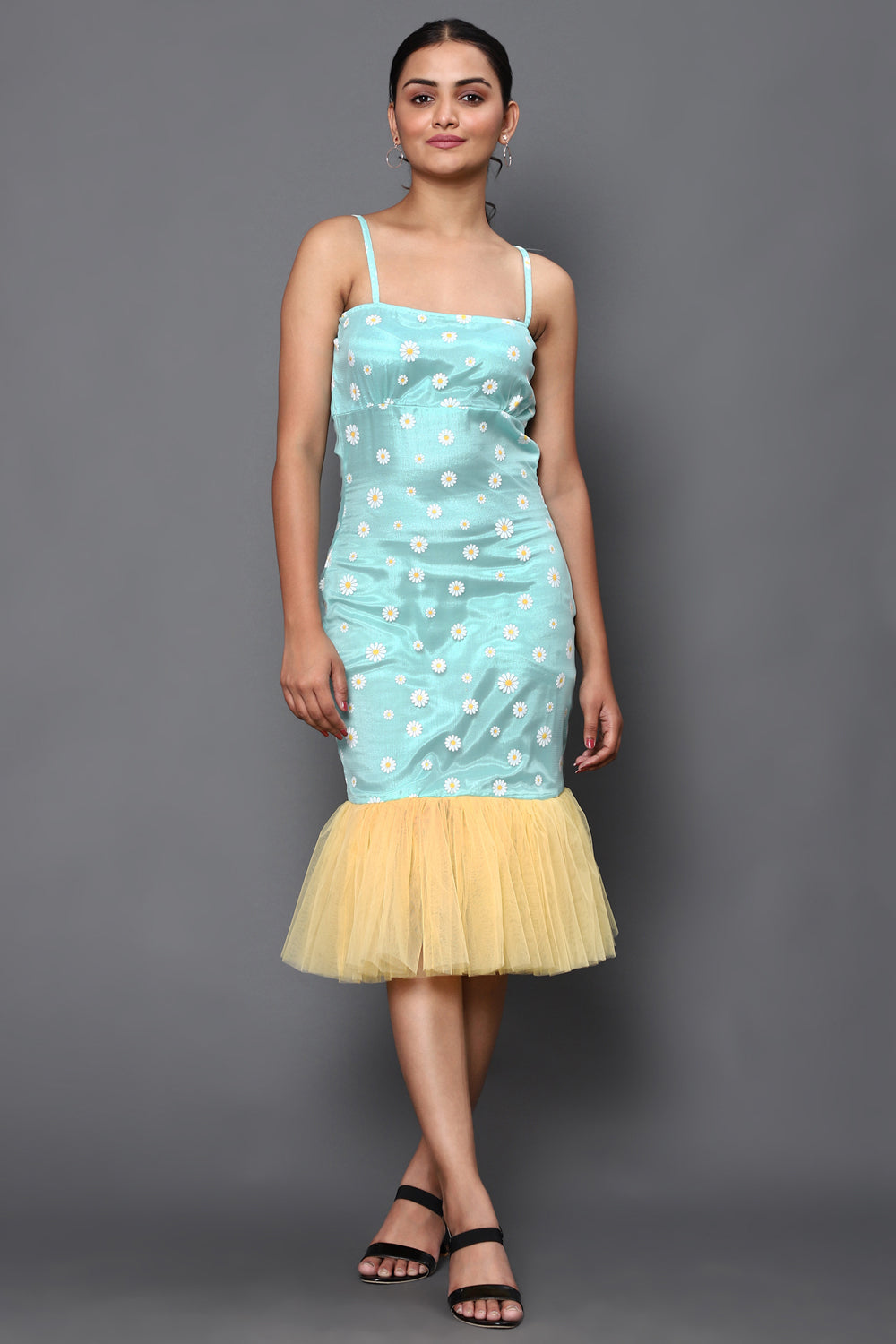 Daisy Printed Net Dress