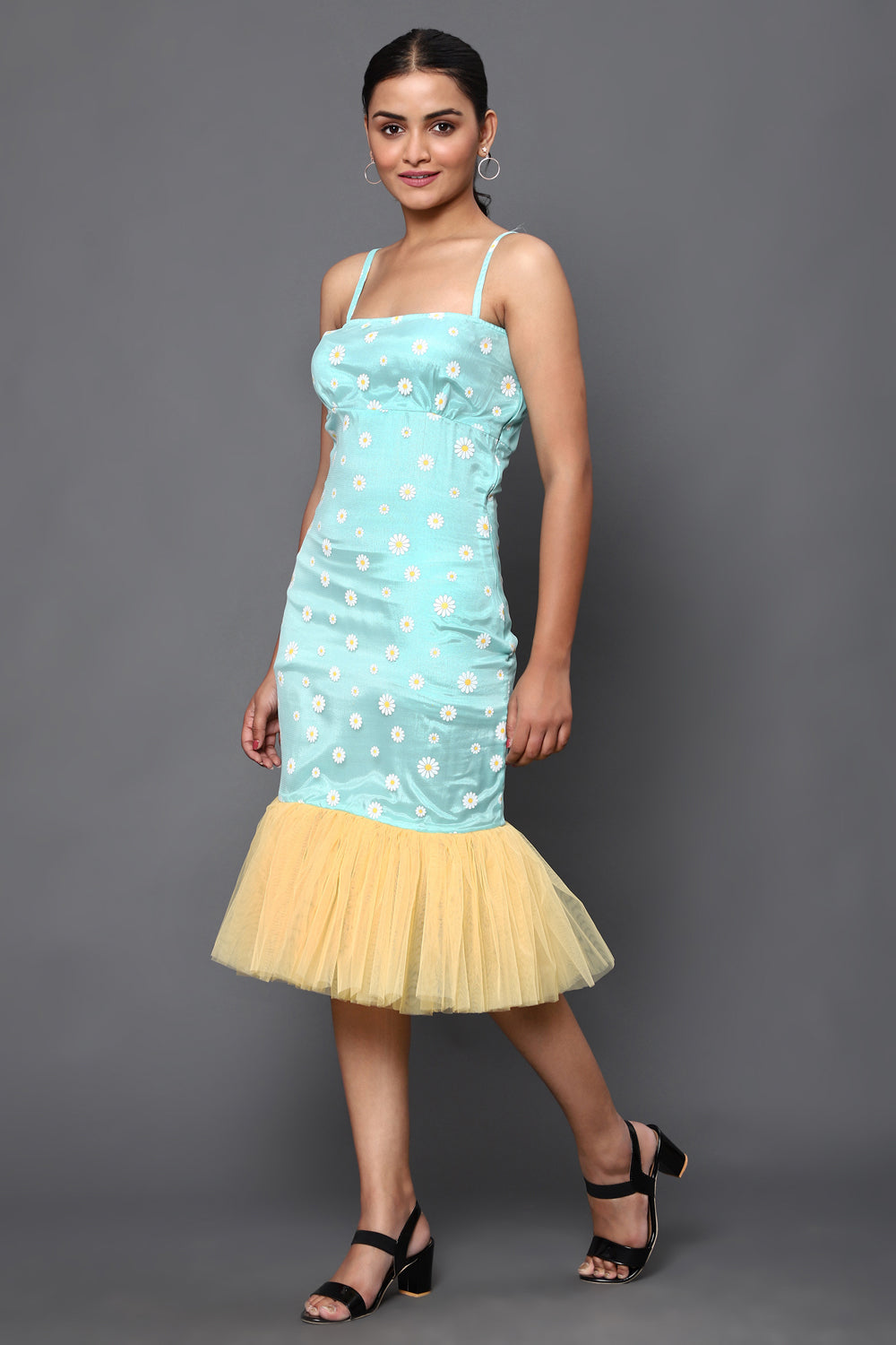 Daisy Printed Net Dress
