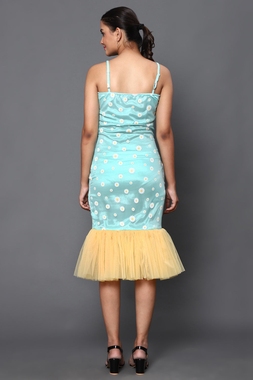 Daisy Printed Net Dress