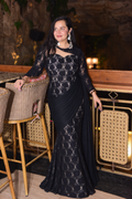 Black Lace Draped Dress