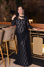 Black Lace Draped Dress