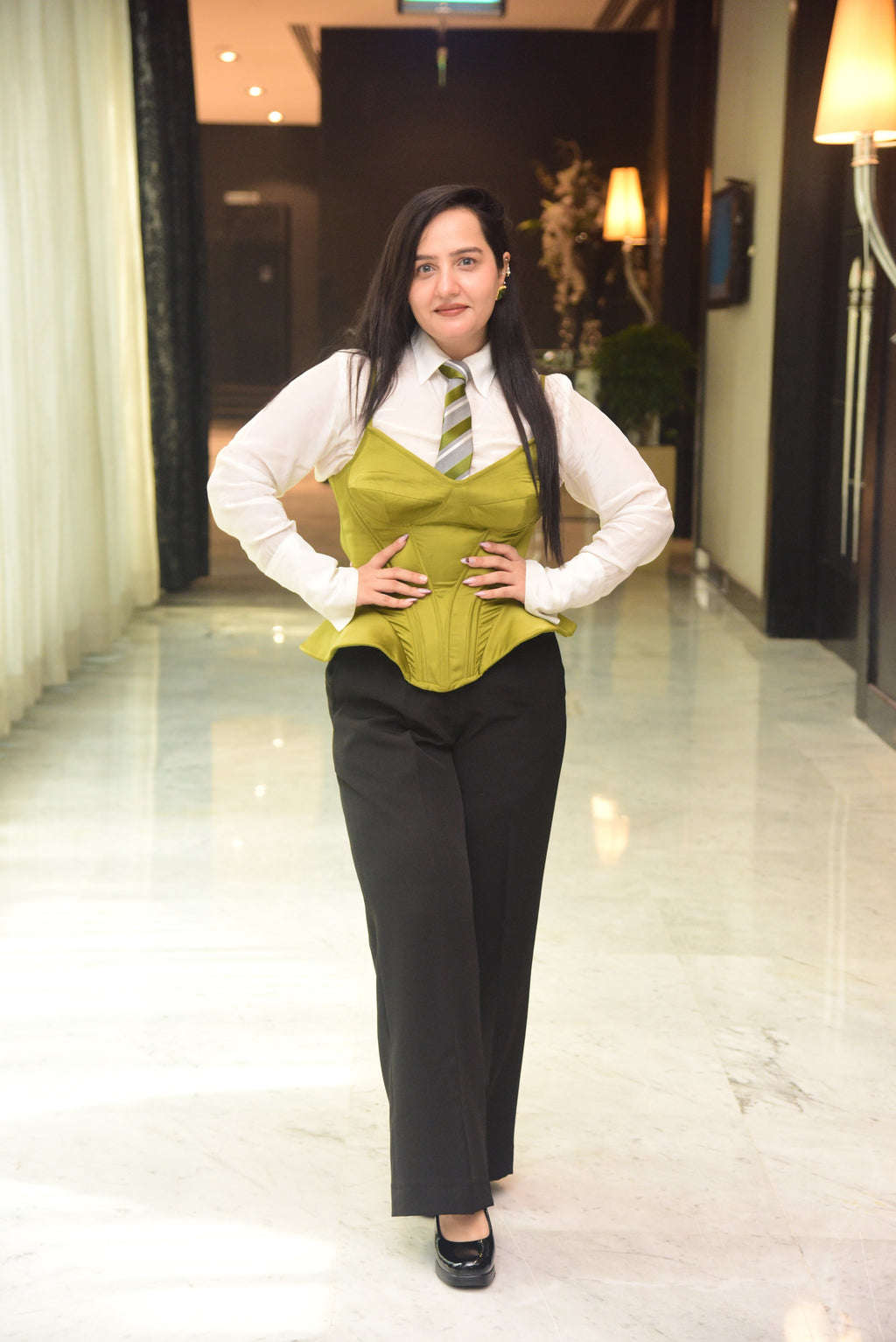 Green Corset with Shirt & Pant set