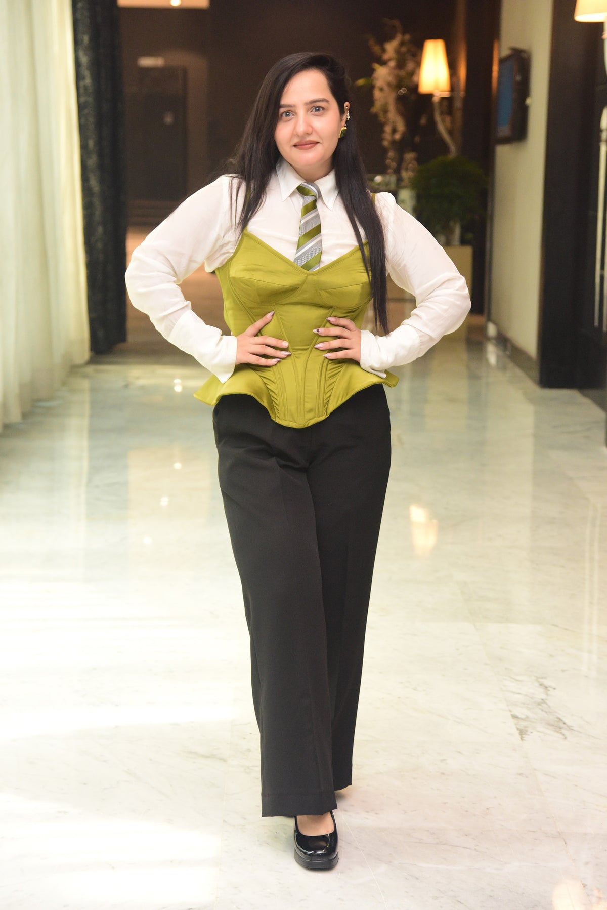 Green Corset with Shirt & Pant set