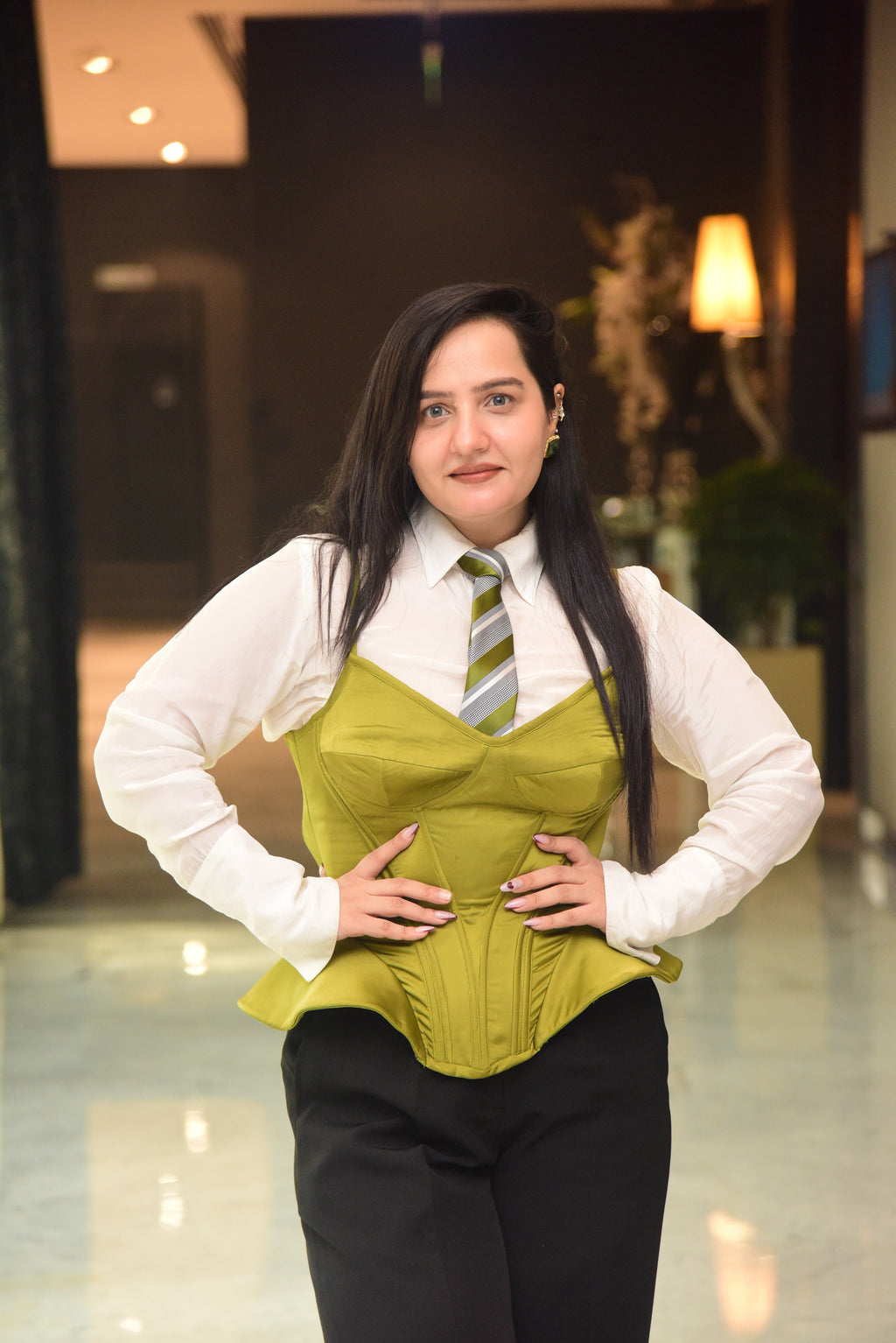 Green Corset with Shirt & Pant set