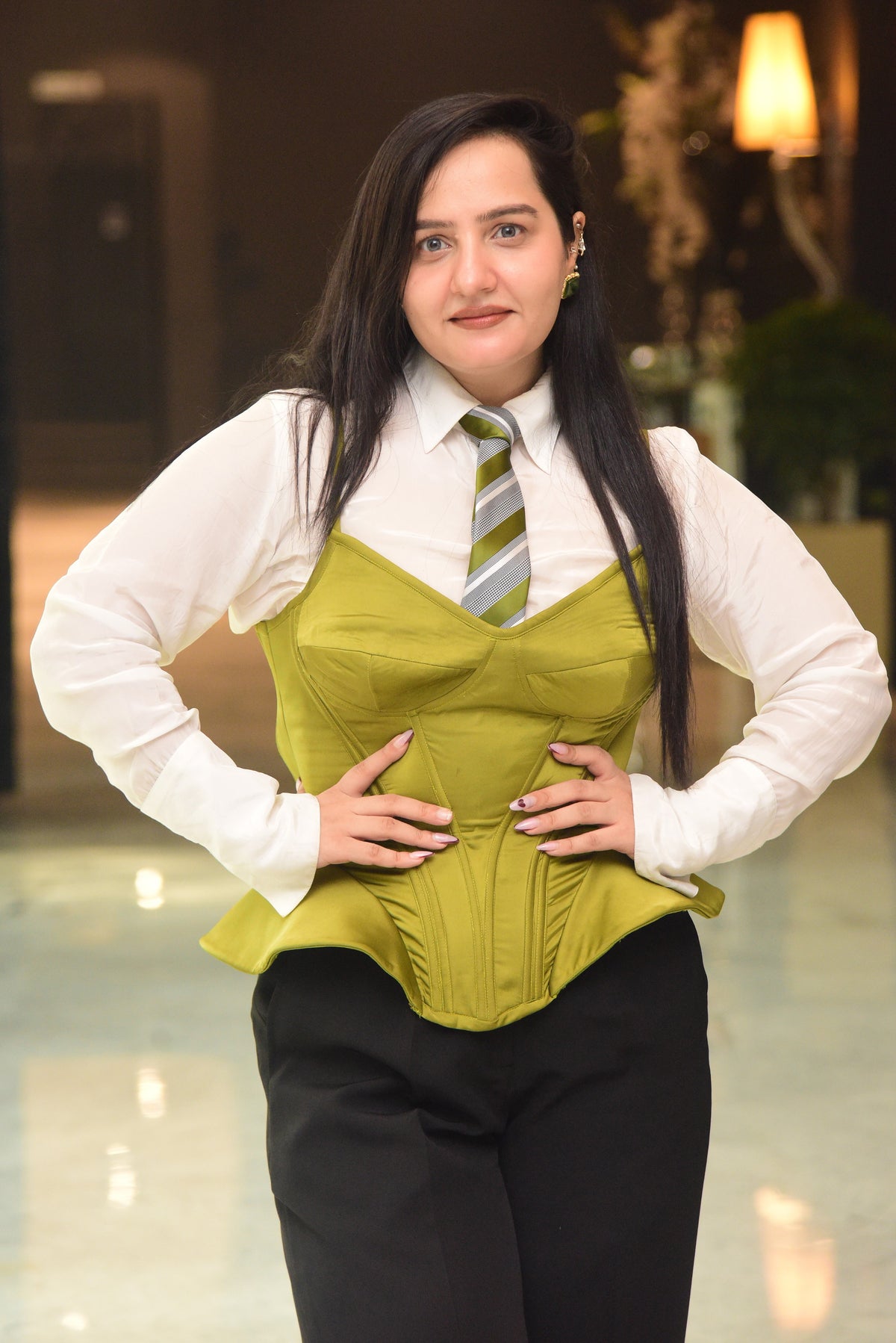 Green Corset with Shirt & Pant set