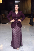 Wine Corset Top with Lace Skirt Set