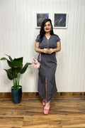 Grey Co-ord Set with Front Slit