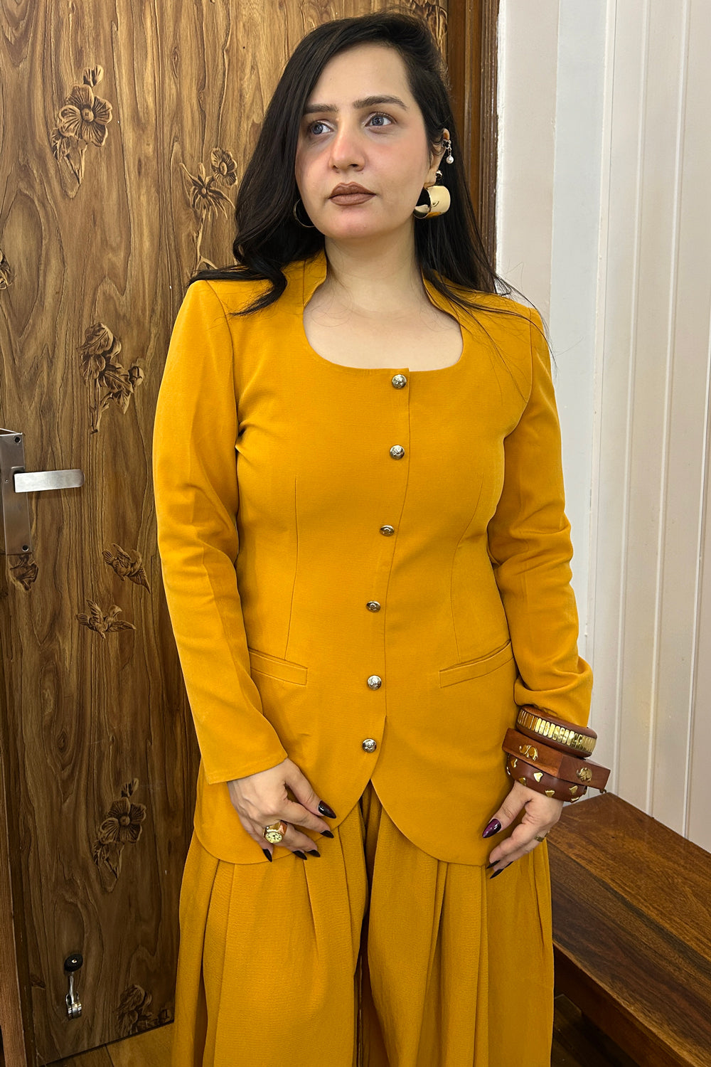 Mustard balloon pants Co-ord Set