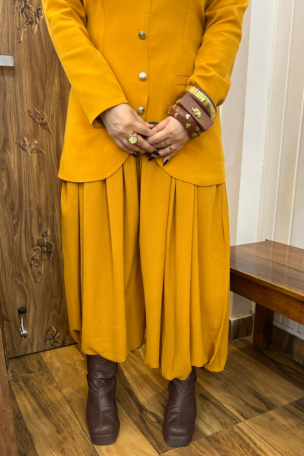 Mustard balloon pants Co-ord Set