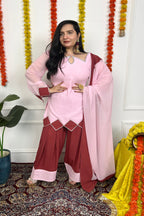 Pink and Rust  Farsi Salwar Suit Set