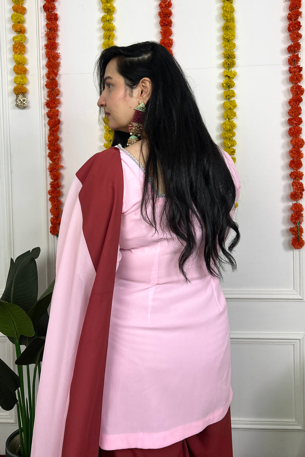 Pink and Rust  Farsi Salwar Suit Set