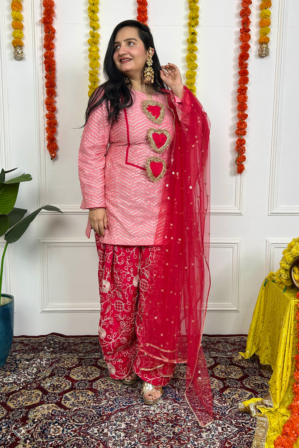 Dual Pink Tone Gota Patti Suit Set
