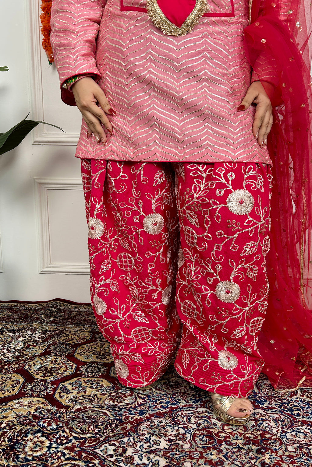 Dual Pink Tone Gota Patti Suit Set