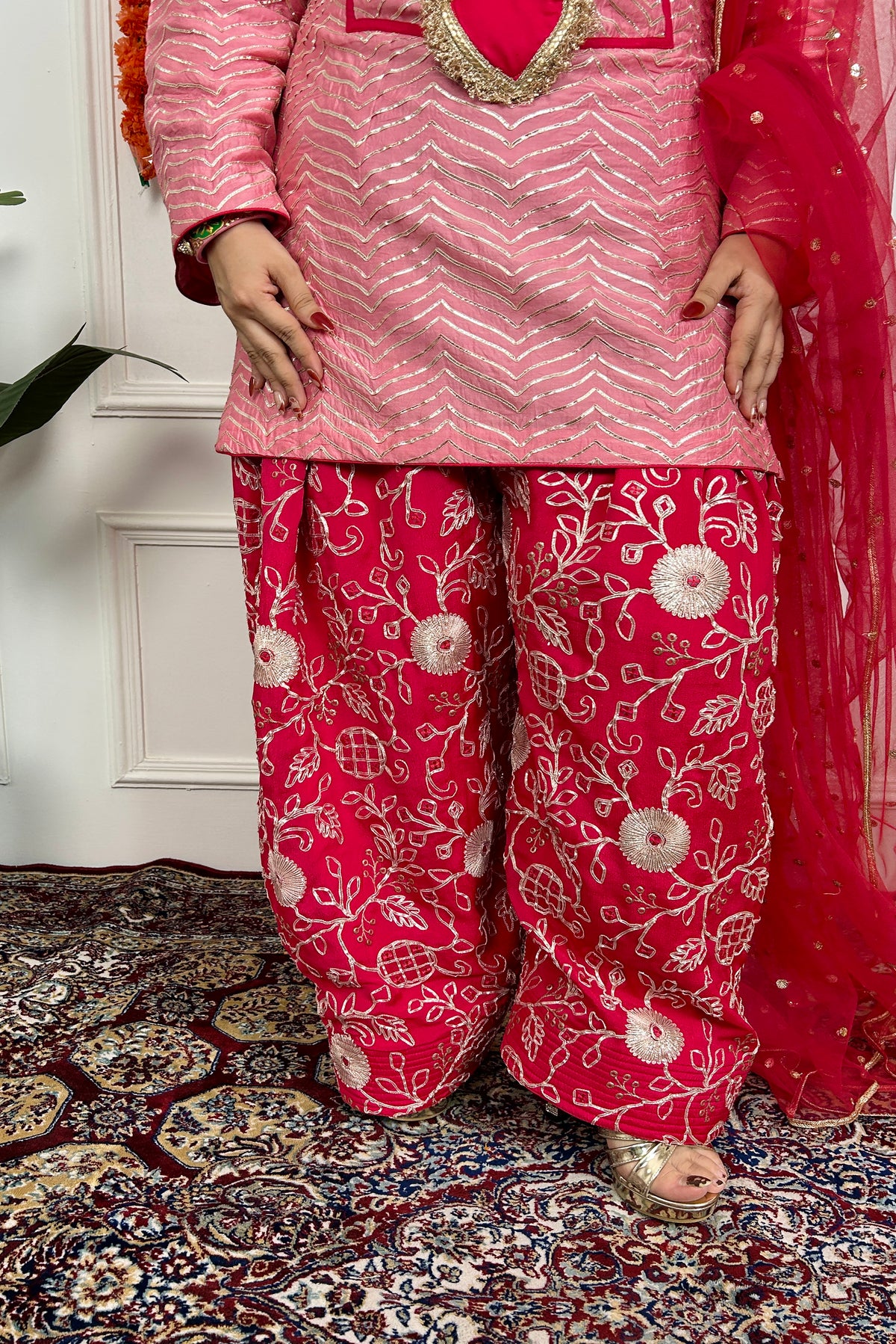 Dual Pink Tone Gota Patti Suit Set