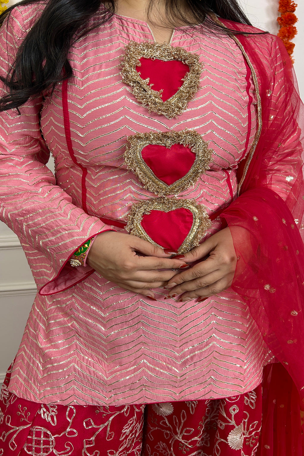 Dual Pink Tone Gota Patti Suit Set