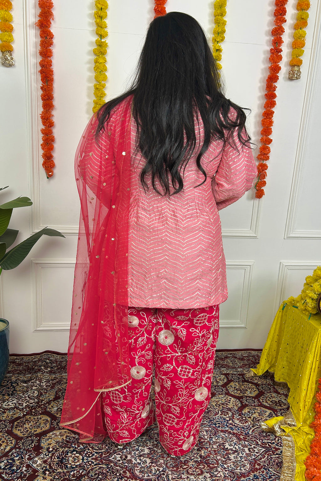 Dual Pink Tone Gota Patti Suit Set