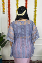 Pink Draped Skirt with Grey Kaftan Top