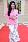 Pink Blazer and Polka Dot Skirt Set
