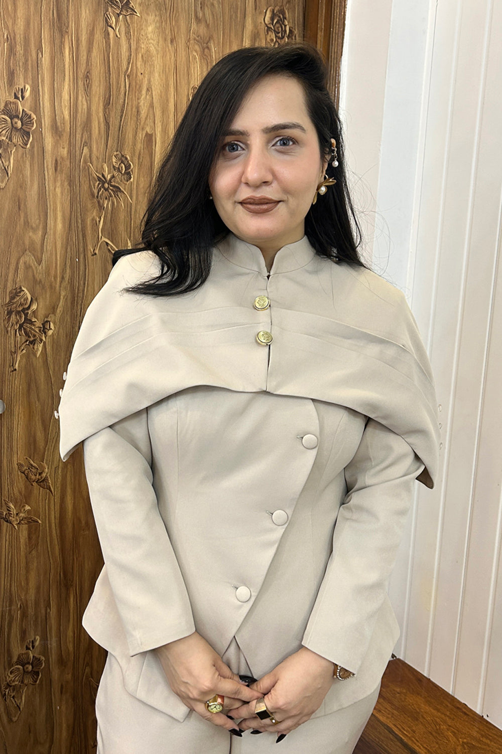 Ivory Detachable Cape Co-Ord Set