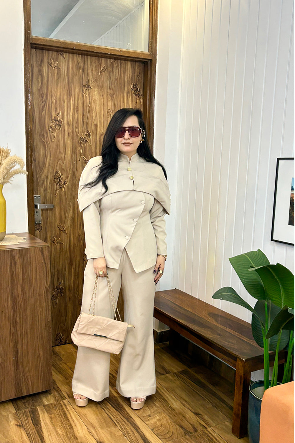 Ivory Detachable Cape Co-Ord Set