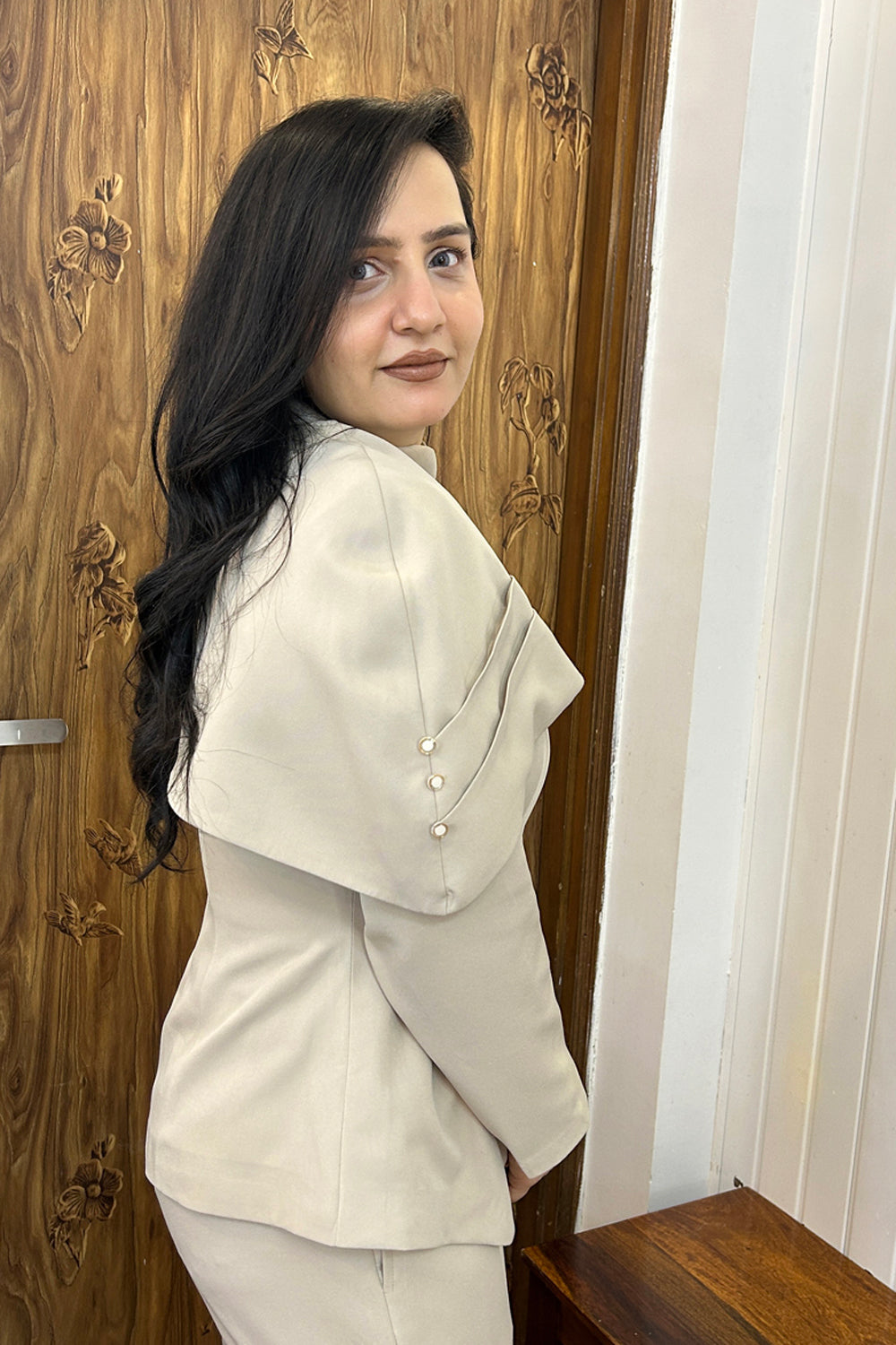 Ivory Detachable Cape Co-Ord Set