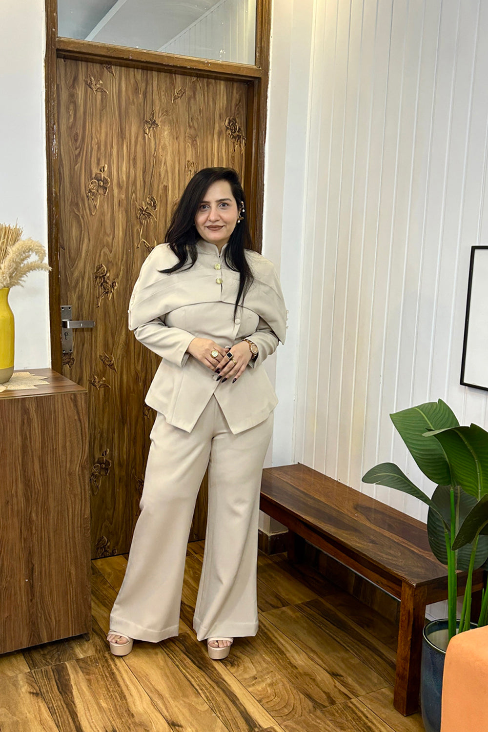 Ivory Detachable Cape Co-Ord Set