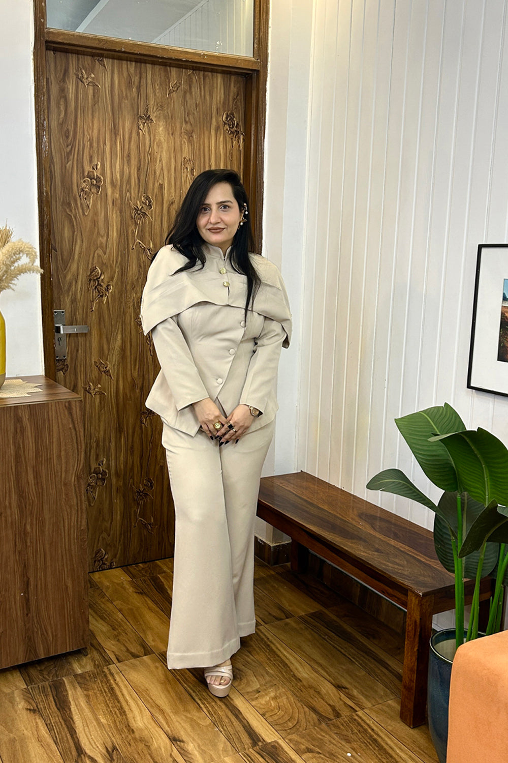 Ivory Detachable Cape Co-Ord Set