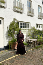 Brown Frilled Georgette Maxi dress